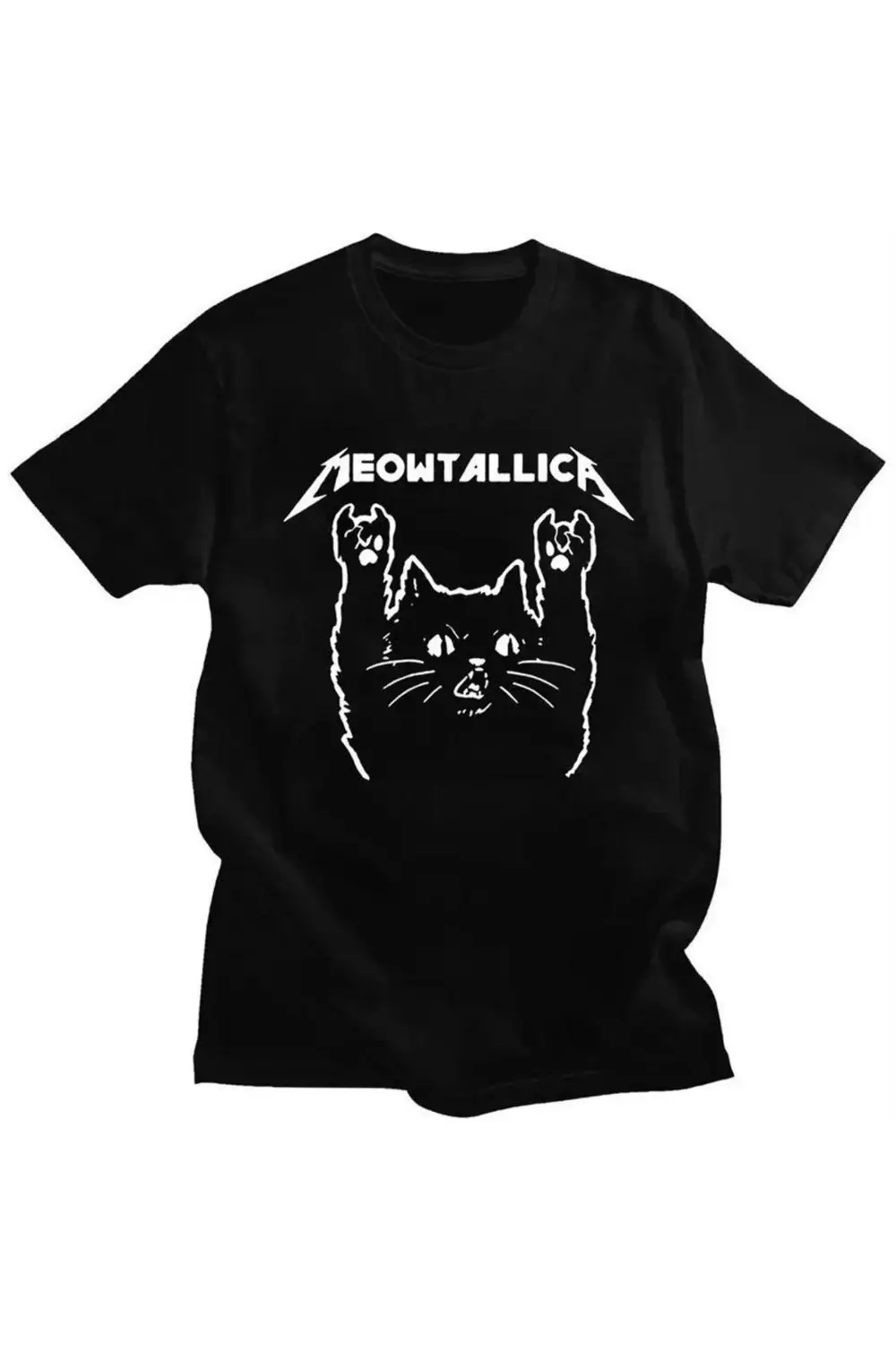 Siyah Meowtallica (Unisex) Kısa Kollu T-Shirt