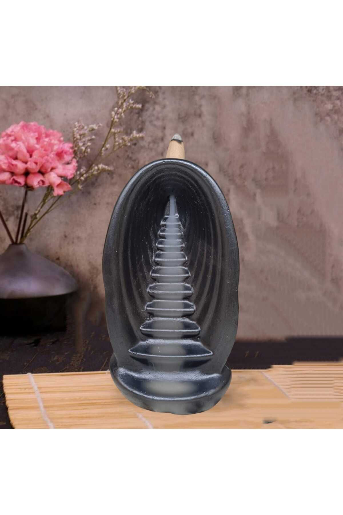 Dodemert Home Siyah Merdiven Şelalesi Geri Akışlı Beton Tütsülük