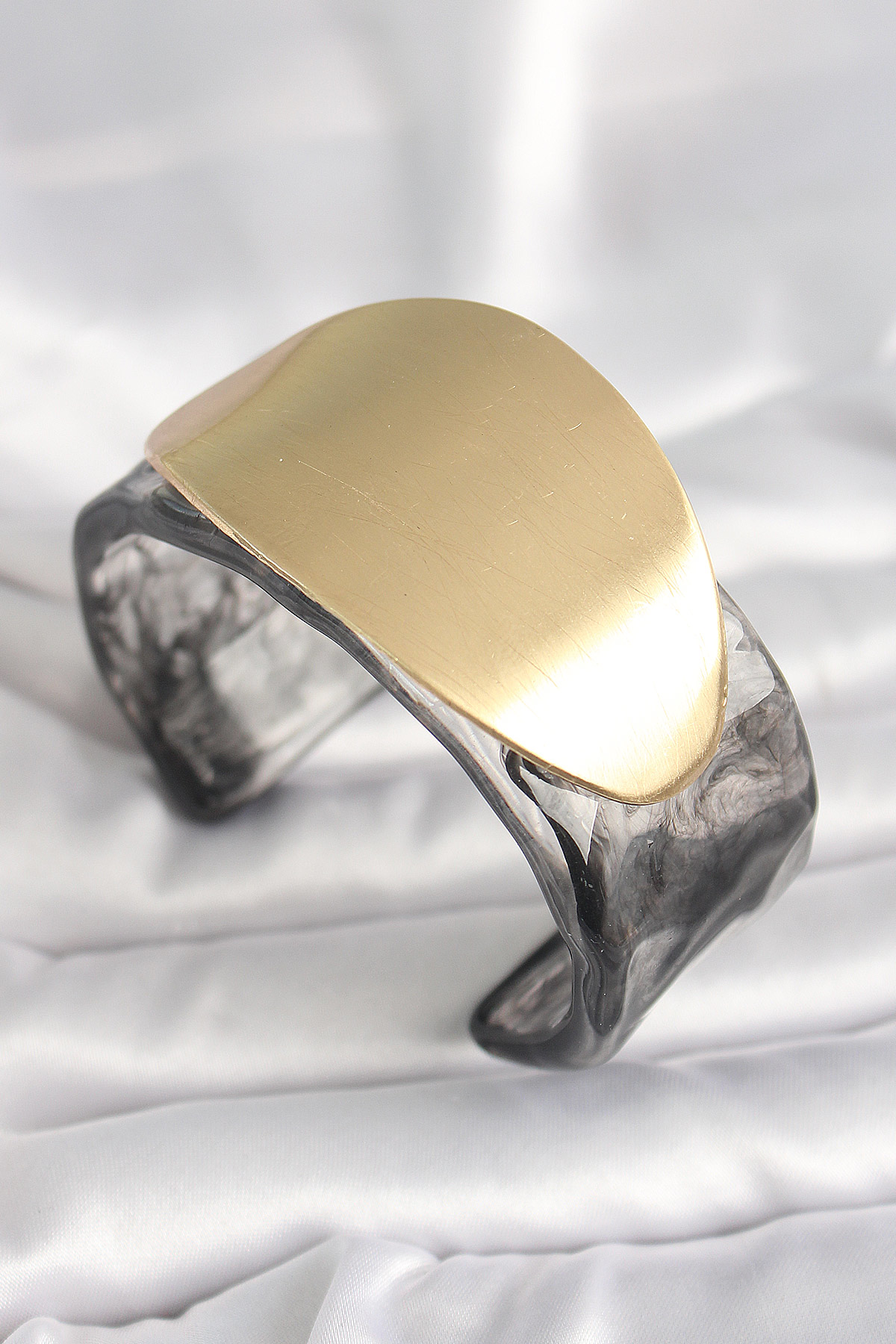 Siyah Mermer Desen Akrilik Plastik Gold Oval Plaka Model Vintage