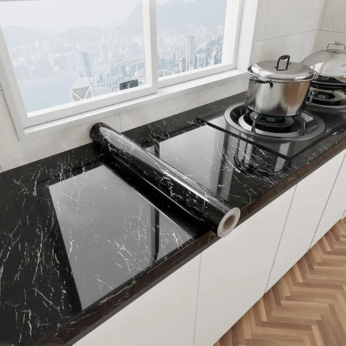 Just Cheap Store Siyah Mermer Desenli Yapişkanli Tezgah Folyosu (3 Mt.X 60 Cm)