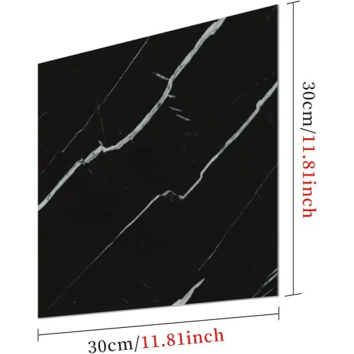 SİYAH MERMER DESENLİ ALÜMİNYUM PLASTİK DUVAR STİCKER (30*30)