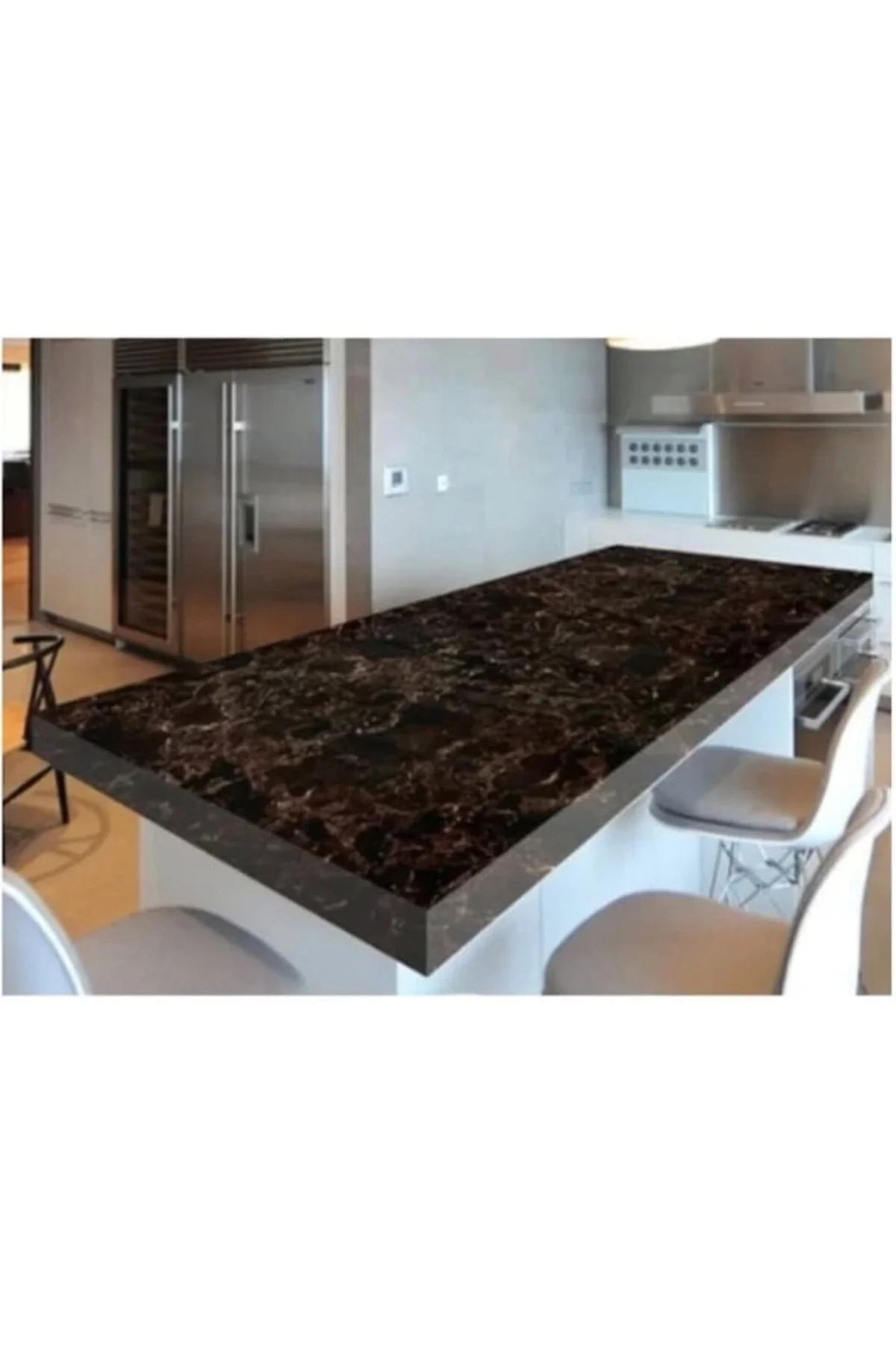 Siyah Mermer Desenli Yapışkanlı Tezgah Folyosu (3 Mt.x 60 Cm) - L