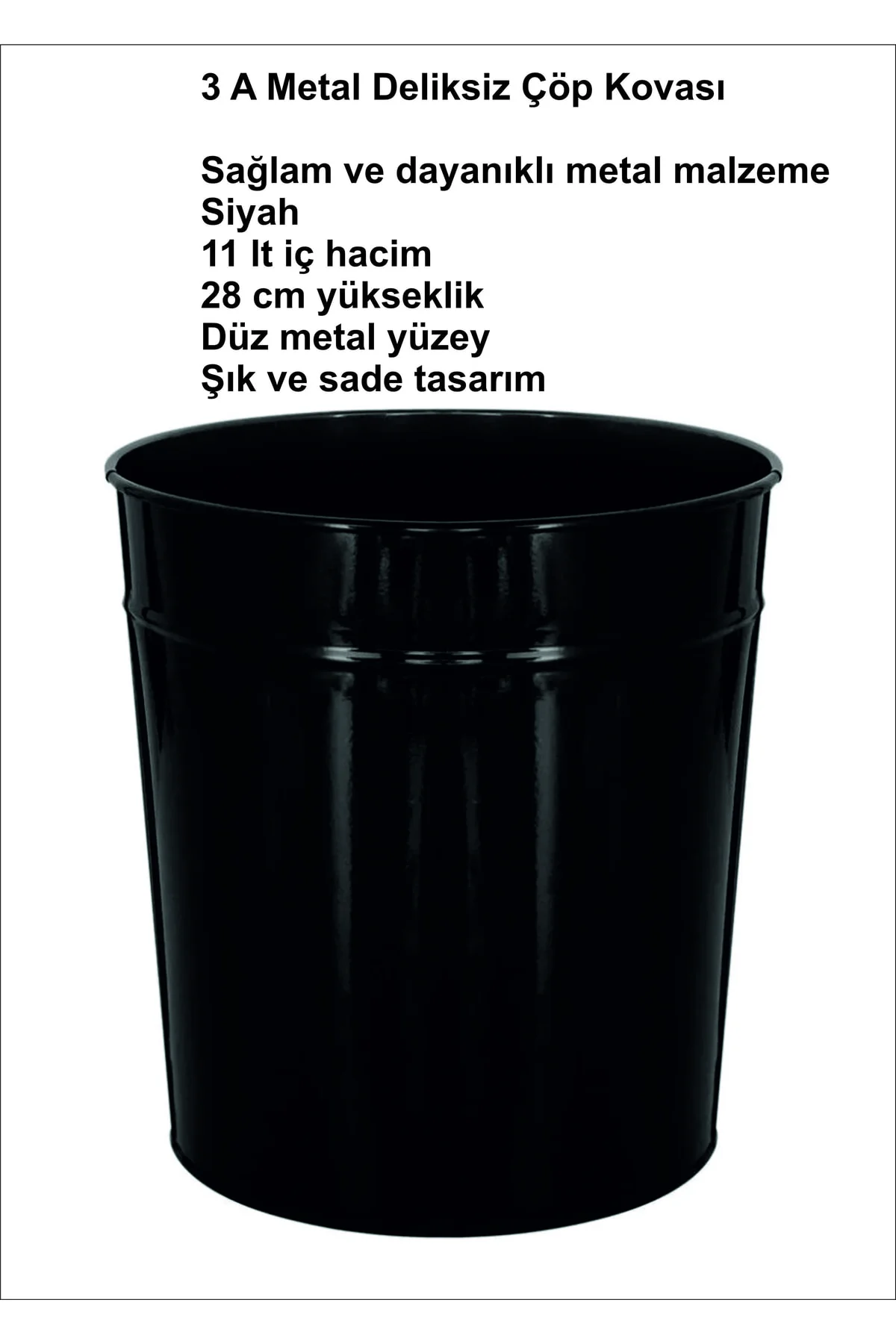 Siyah Metal Çöp Kovası Fx