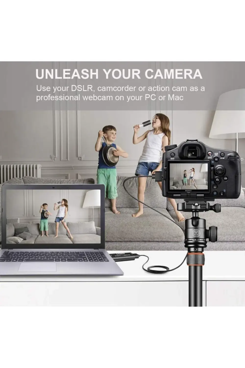 Siyah Metal Kasa Video Capture Usb 2.0 To Hdmi Çevirici Dönüştürü