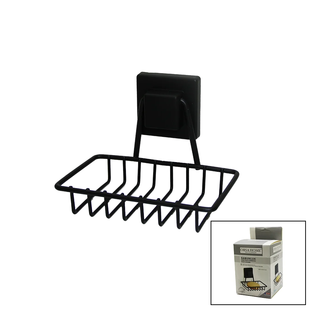 Siyah - Metal Katı Sabunluk Kare Güçlü Yapışkanlı 11x12.5x11cm Bx40 Fiyatı, Yorumları ve Özellikleri
