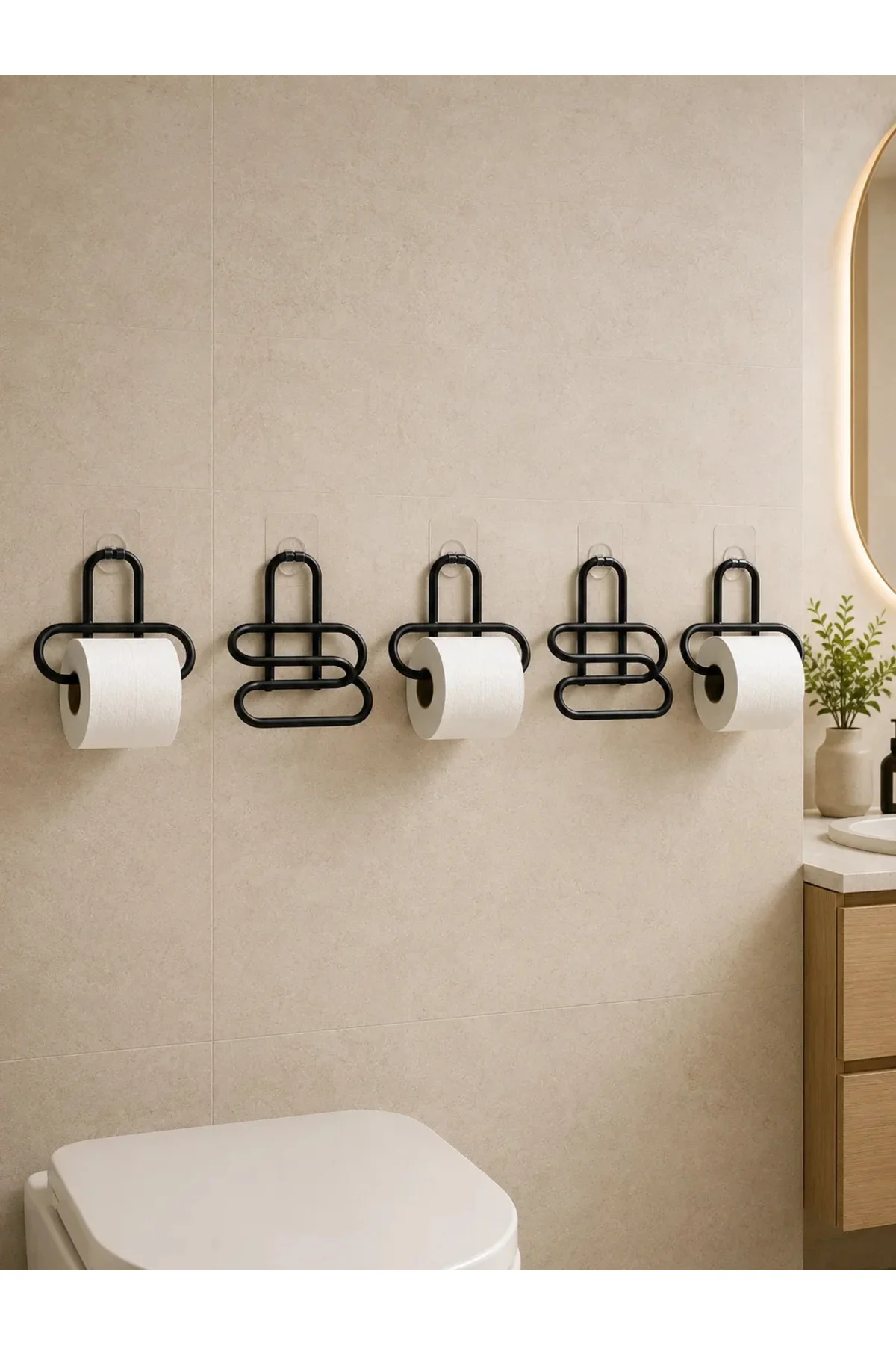 Siyah Metal WC Kağıtlık Yapışkanlı Tuvalet Kağıdı Rulo Tutucu 5 Adet Avantajlı Set Siyah Metal WC Kağıtlık Yapışkanlı Tuvalet Kağıdı Rulo Tutucu 5 Adet Avantajlı Set