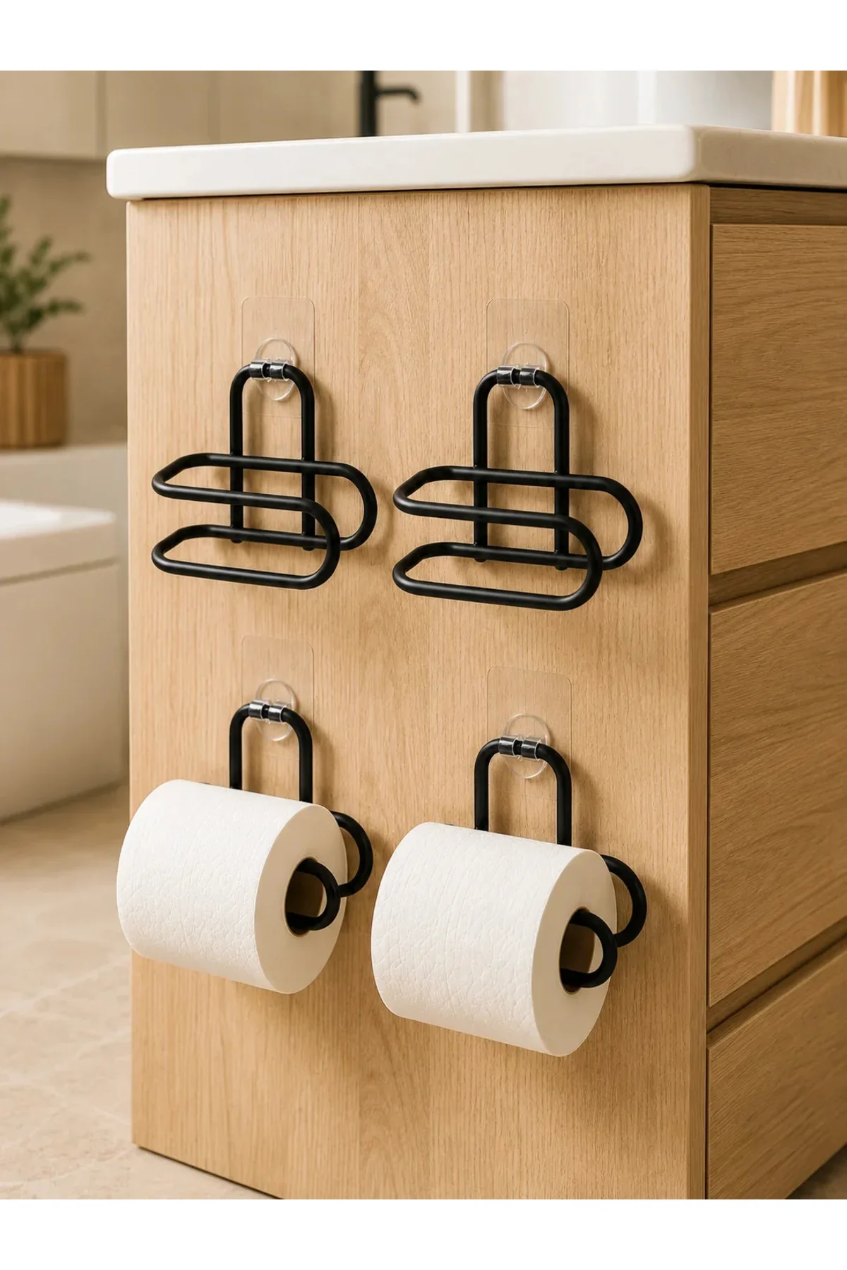 Siyah Metal WC Kağıtlık Yapışkanlı Duvar Tipi Tuvalet Kağıdı Tutucu Seti 4 Adet Siyah Metal WC Kağıtlık Yapışkanlı Duvar Tipi Tuvalet Kağıdı Tutucu Seti 4 Adet