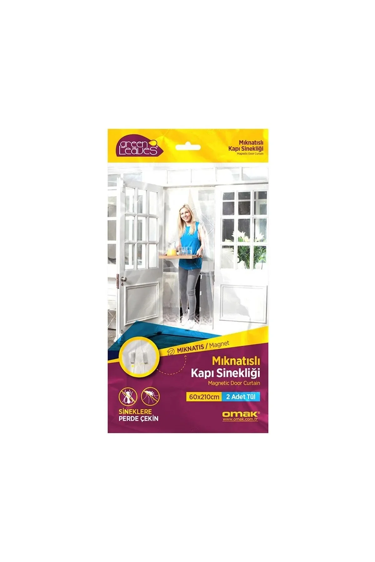 Siyah Mıknatıslı Balkon Bahçe Kapı Sinekliği, Kolay Birleştirme C