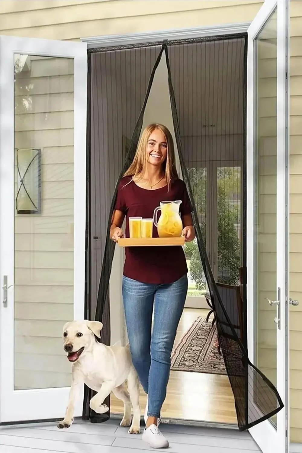 Siyah Mıknatıslı Kapı Sinekliği Balkon Bahçe Kapısı Sinek Böcek Ö