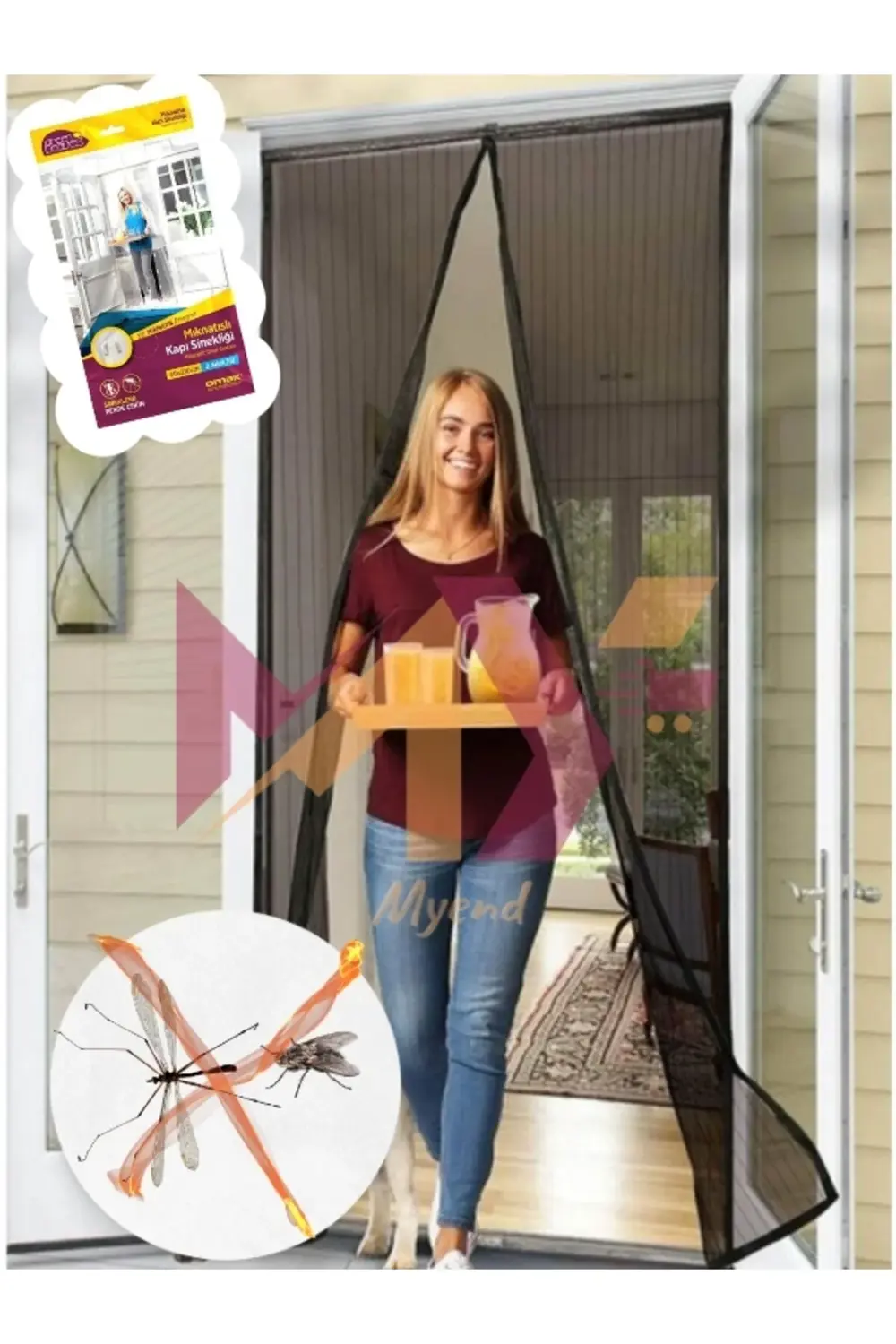 Siyah Mıknatıslı Kapı Sinekliği, Balkon Bahçe Kapısı Yapıştırmalı