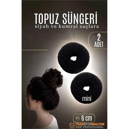 SİYAH Mini Saç Topuz Süngeri 2 ADET 6 CM Çap 2.5 cm Kalınlık SİYAH Mini Saç Topuz Süngeri 2 ADET 6 CM Çap 2.5 cm Kalınlık