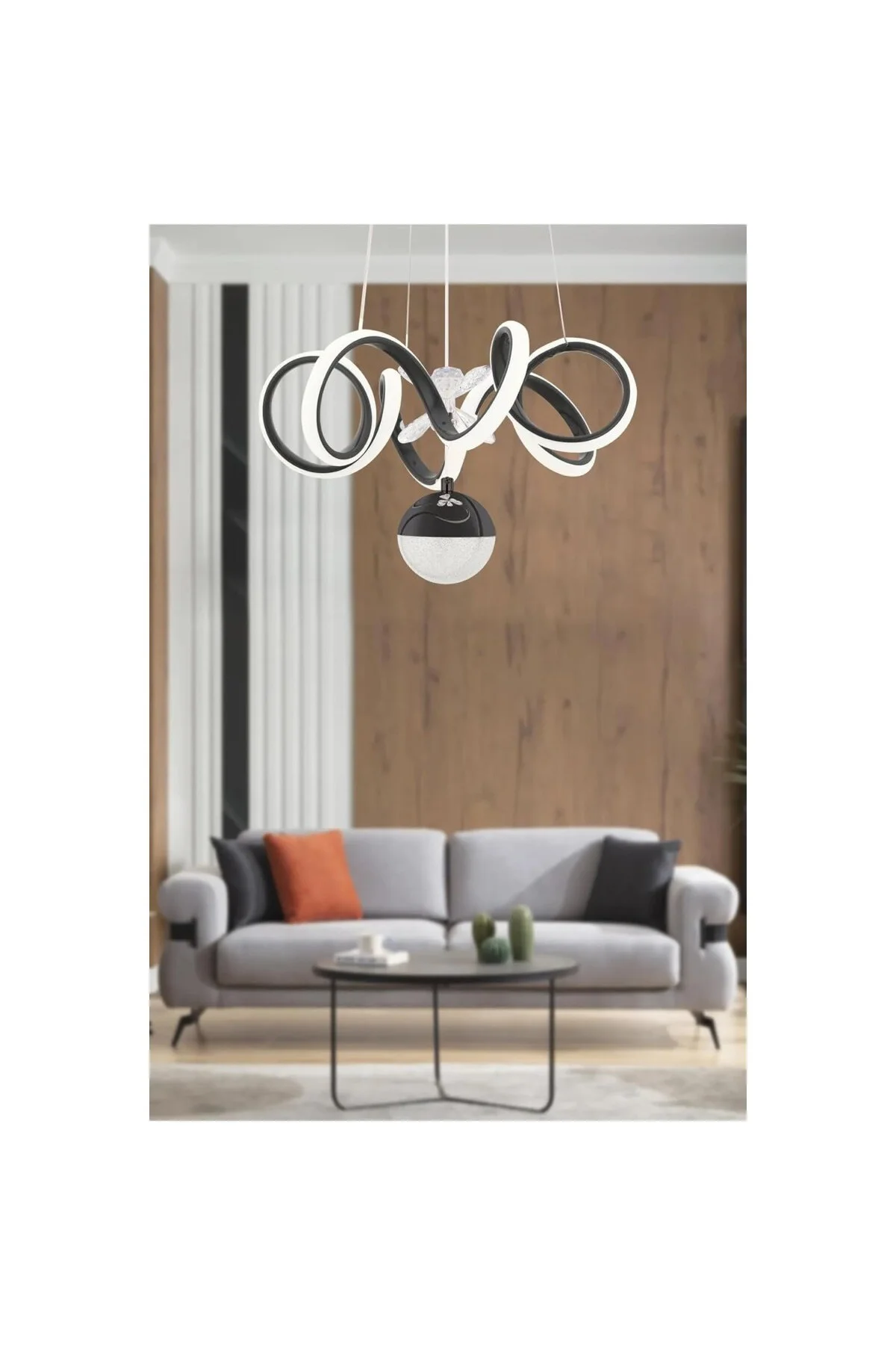 Siyah Modern Sarkıt LED Avize – 3 Renkli Ayarlanabilir Işık, 22x2