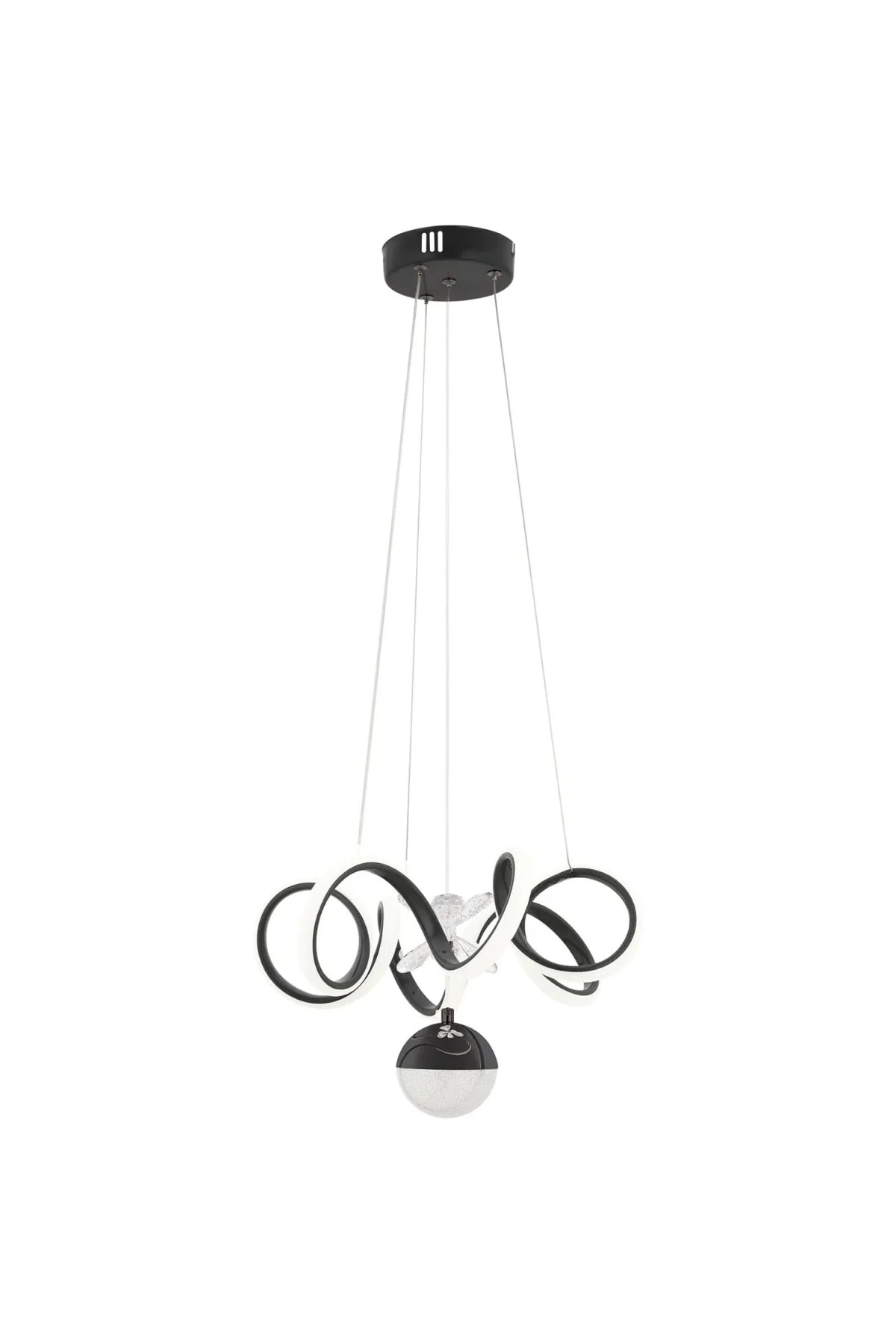Siyah Modern Sarkıt LED Avize – 3 Renkli Ayarlanabilir Işık, 22x2