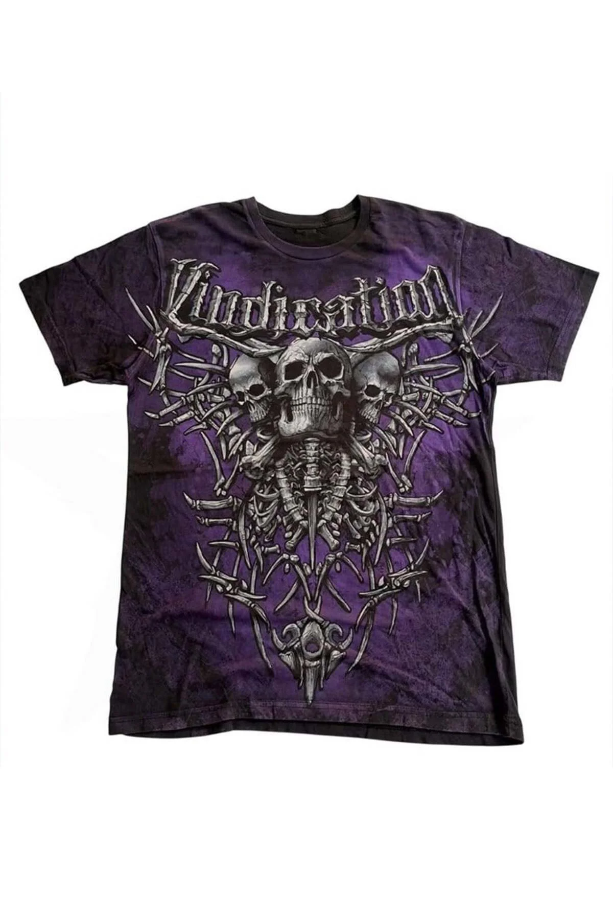Siyah Mor Vindication Skull Skeleton Gotik Y2K Unisex T-Shirt