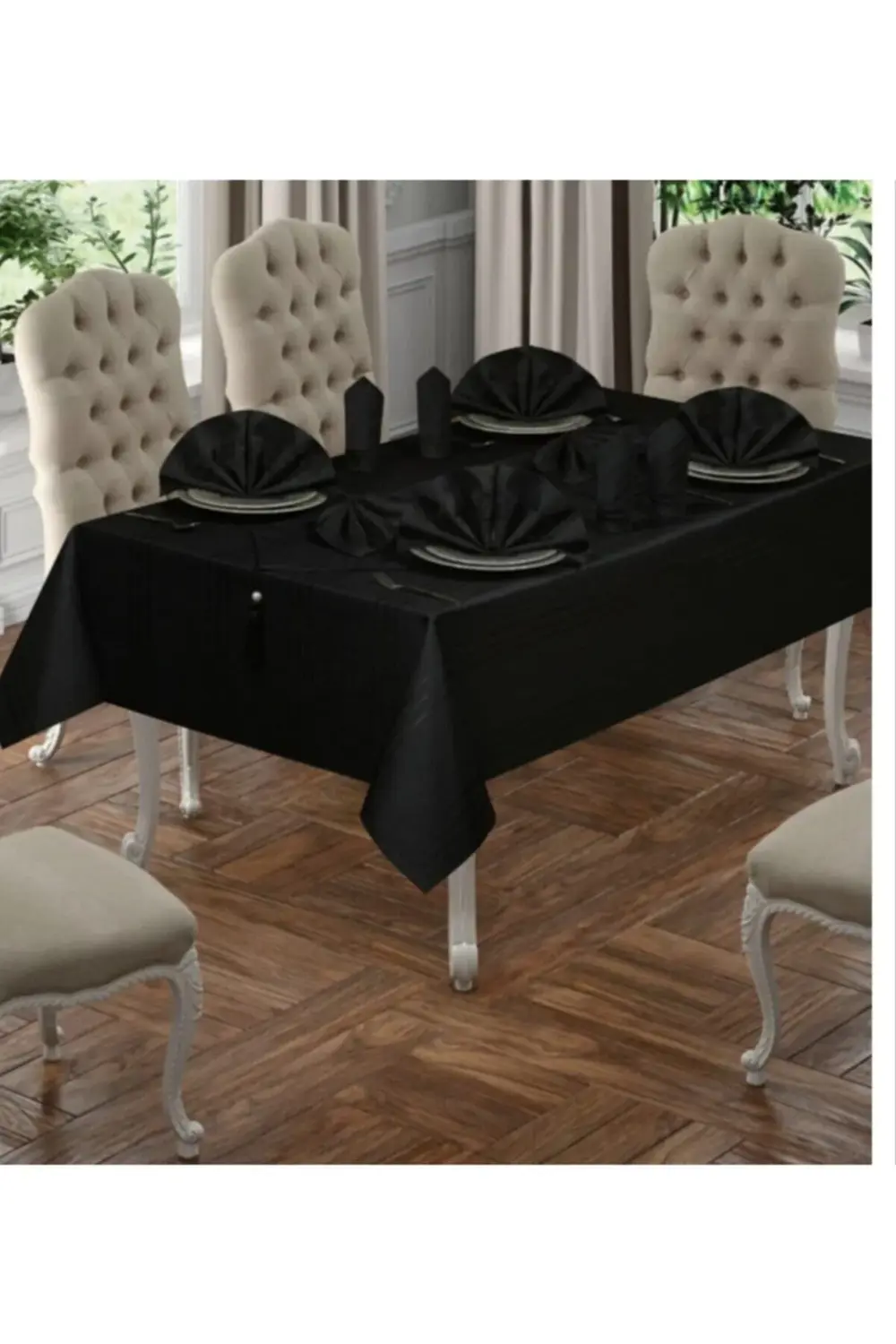 Siyah Newyork Colber Masa Örtüsü Takımı