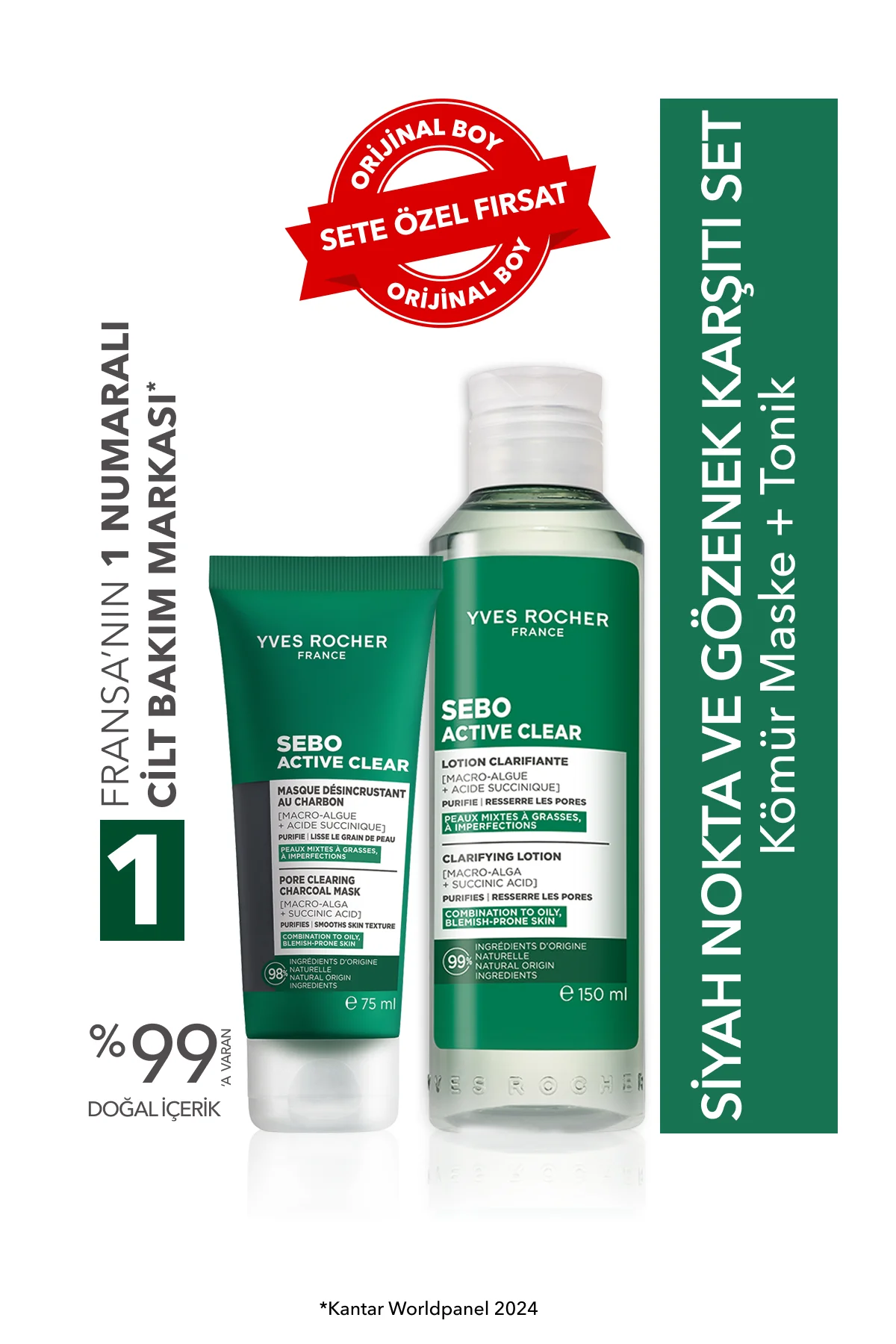 Siyah Nokta ve Gözenek Karşıtı Set-Kömür Maske 75 ml & Tonik 150 