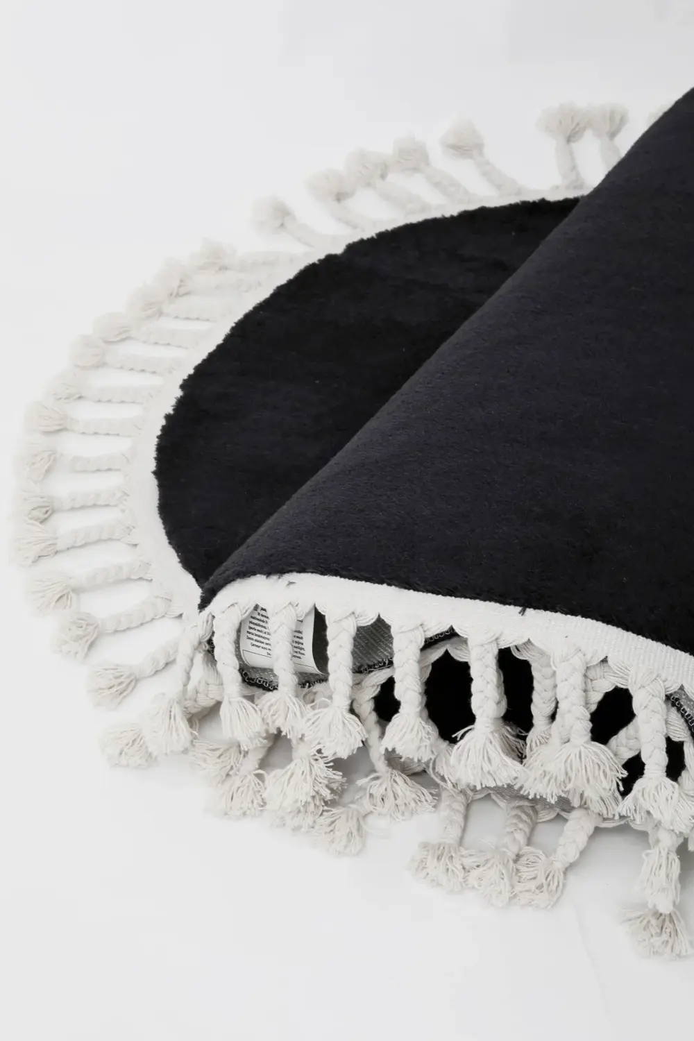 Siyah Oval Post Peluş Dokuma Halı Saçaklı 4 M2 Salon Halısı 150x2