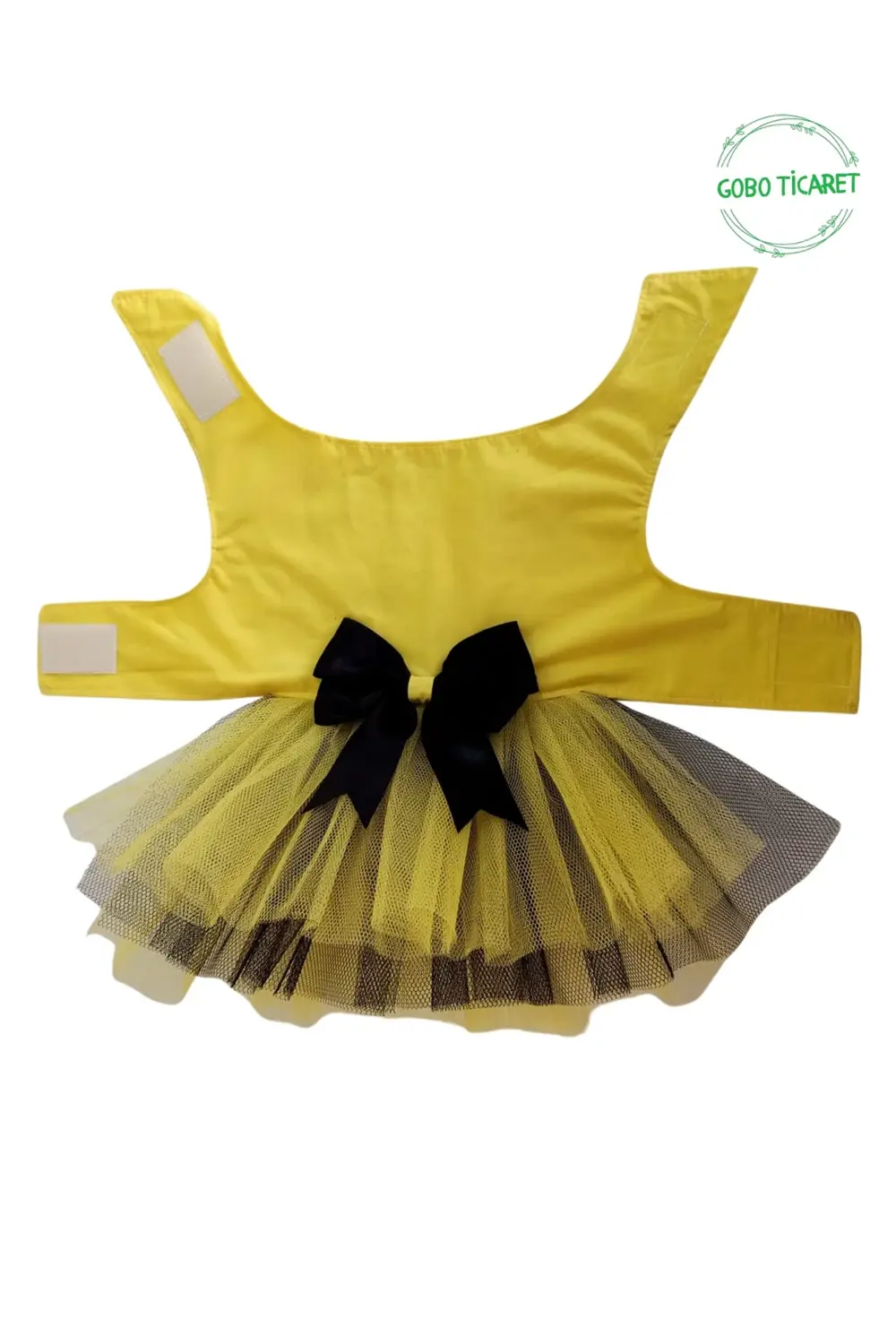 Siyah Papyonlu Sarı Tüllü Kedi Köpek Kıyafeti Elbisesi Large/L/Be