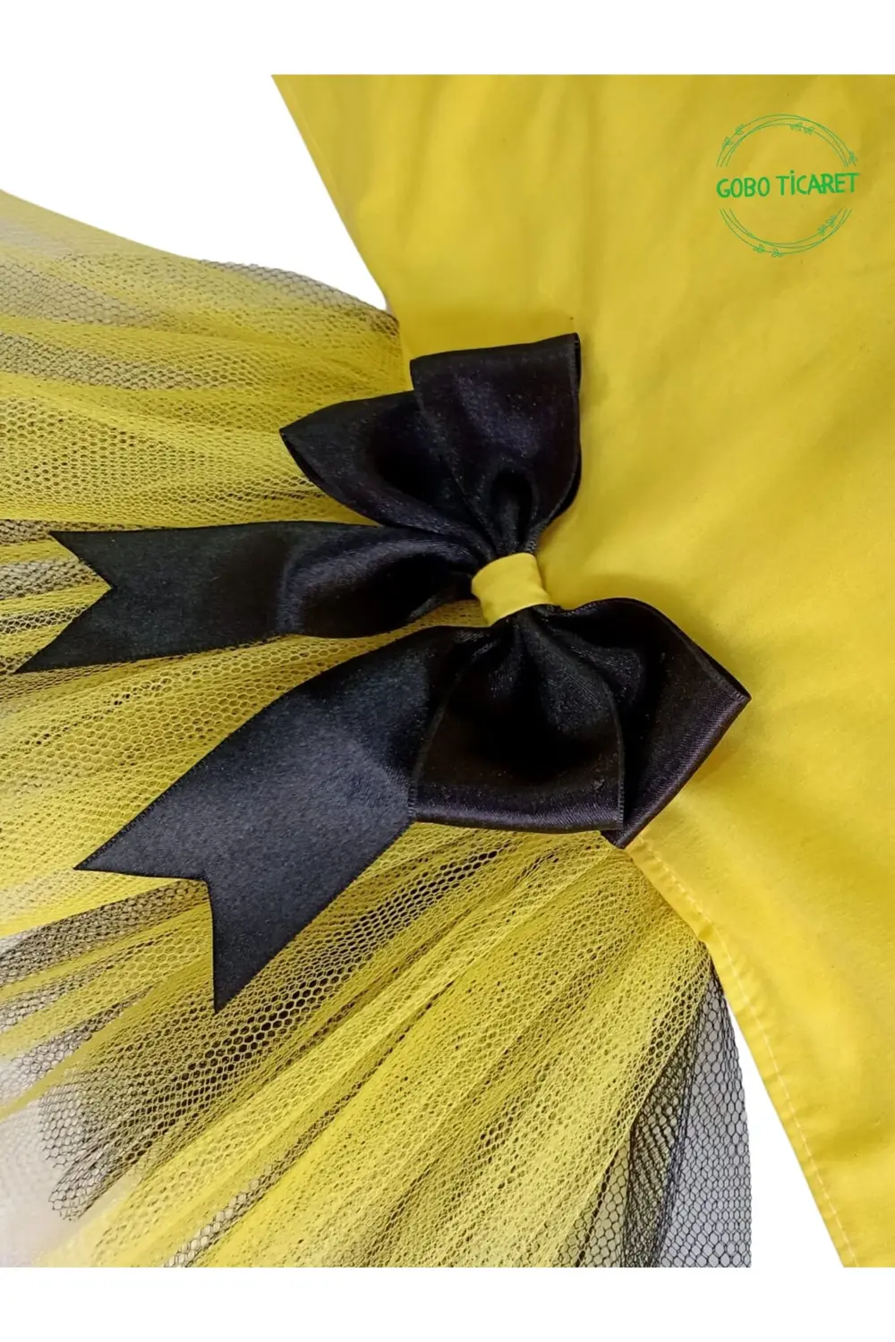 Siyah Papyonlu Sarı Tüllü Kedi Köpek Kıyafeti Elbisesi XSMALL/XS/