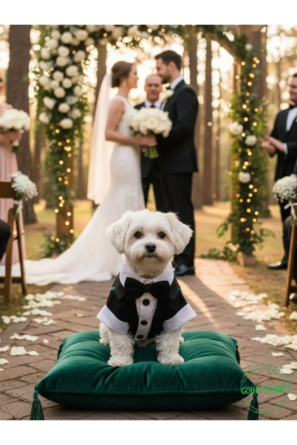 Siyah Papyonlu Smokin Damatlık Kedi ve Köpek Elbisesi Kıyafeti Ta