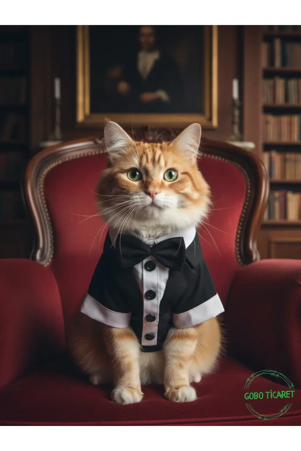 Siyah Papyonlu Smokin Damatlık Kedi ve Köpek Elbisesi Kıyafeti Ta