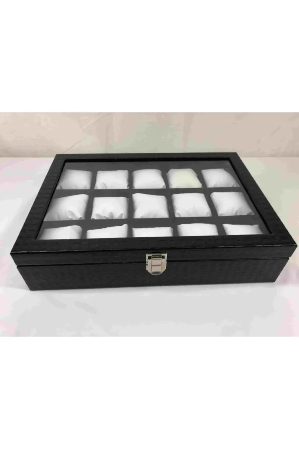 Siyah Parlak Rugan Kaplamalı 15 Kol Saati Kapasiteli Portatif Sak