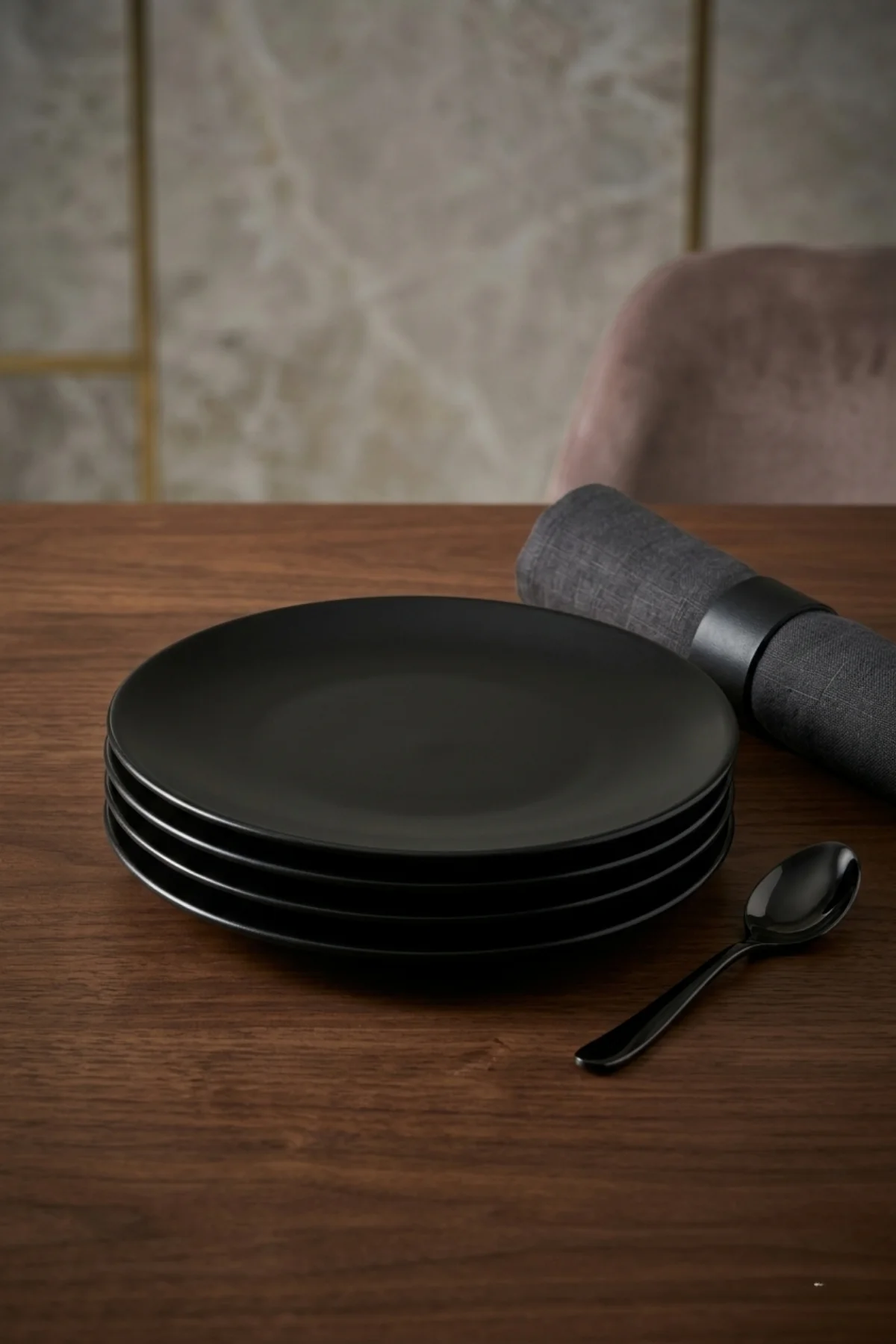 Siyah Pasta Sunum Tabağı 20cm 4 Adet Profesyonel Horeca Serisi