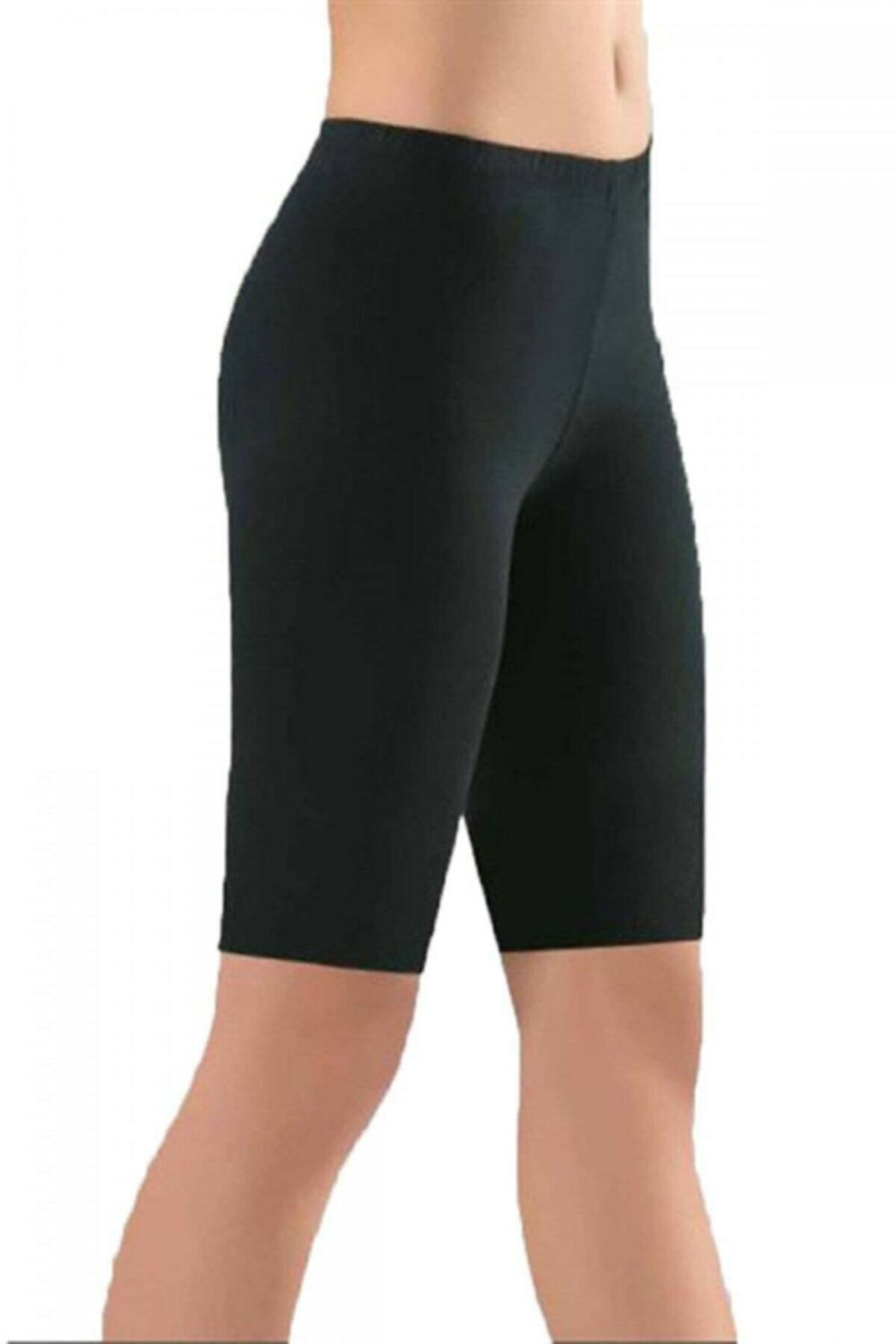 Siyah Penye Dizüstü Kısa Tayt 3 Adet