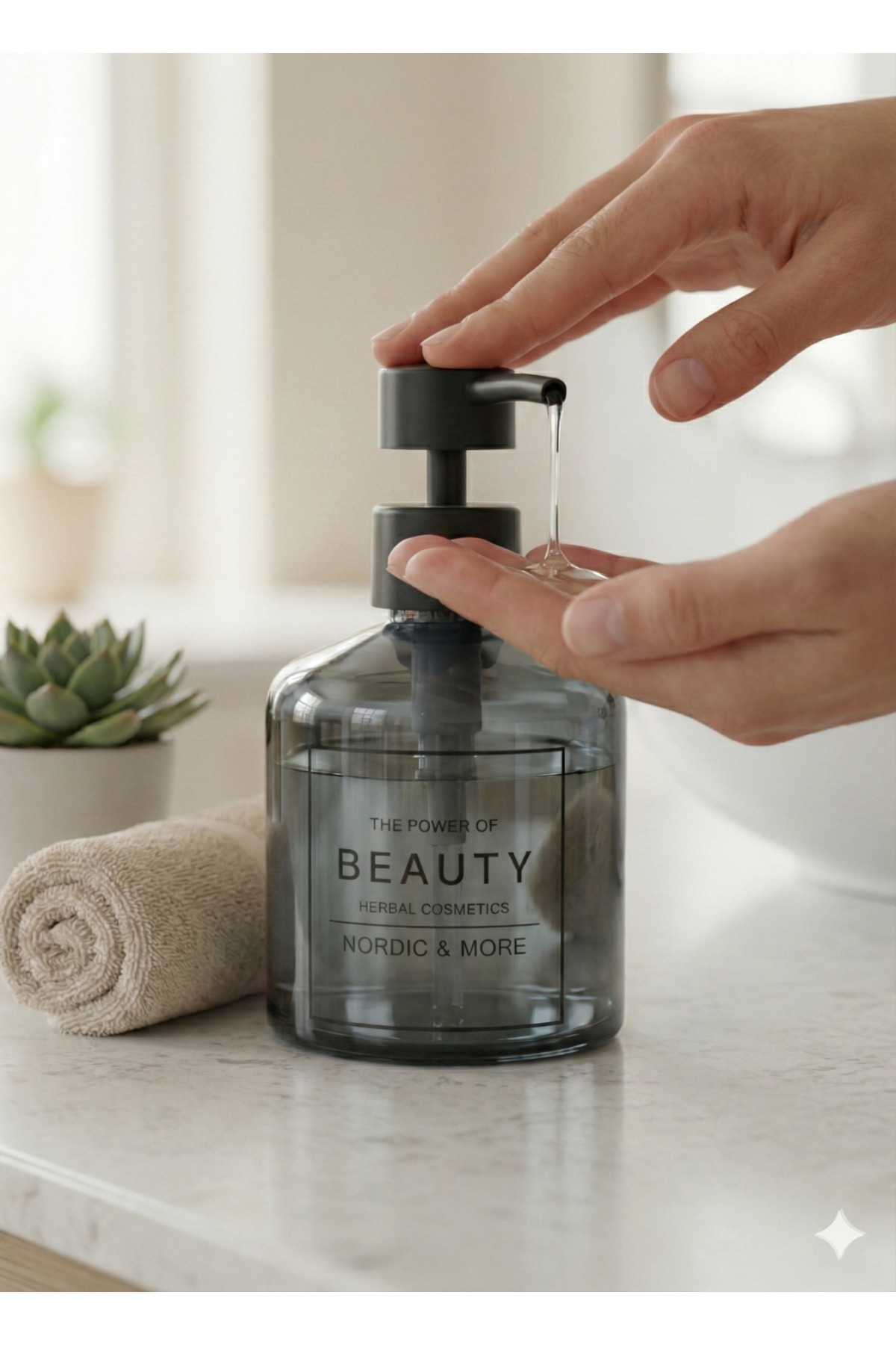 Siyah Pompa Gri Cam Sabun Şişesi 280 ml - Mutfak ve Banyo İçin Es Siyah Pompa Gri Cam Sabun Şişesi 280 ml - Mutfak ve Banyo İçin Es