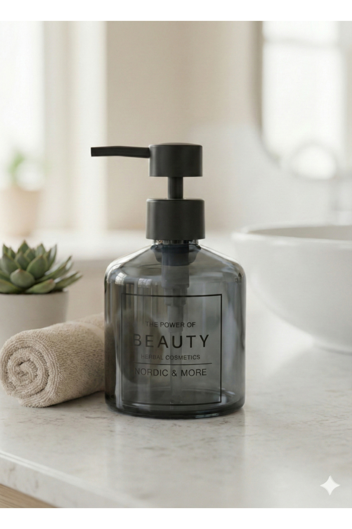 Siyah Pompa Gri Cam Sabun Şişesi 280 ml - Mutfak ve Banyo İçin Es Siyah Pompa Gri Cam Sabun Şişesi 280 ml - Mutfak ve Banyo İçin Es