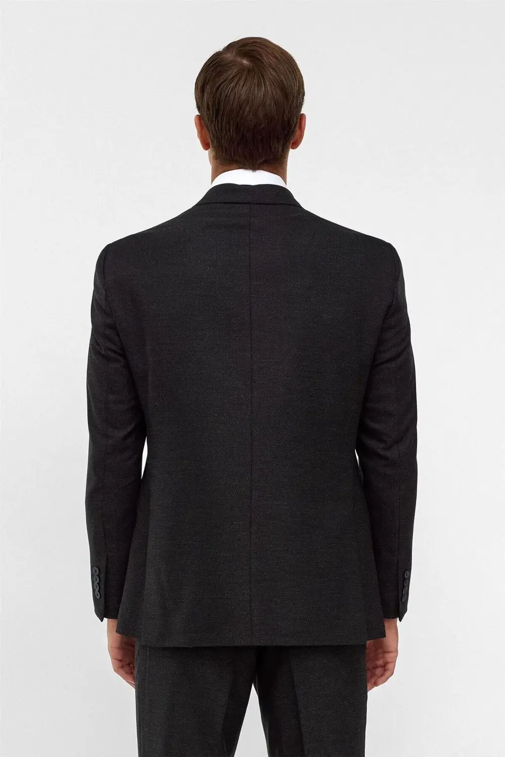 Süvari Siyah Regular Armürlü Sivri Yaka 6 Drop Takım Elbise