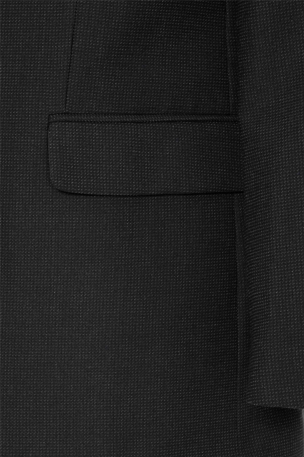 Süvari Siyah Regular Desenli Mono Yaka 4 Drop Klasik Takım Elbise