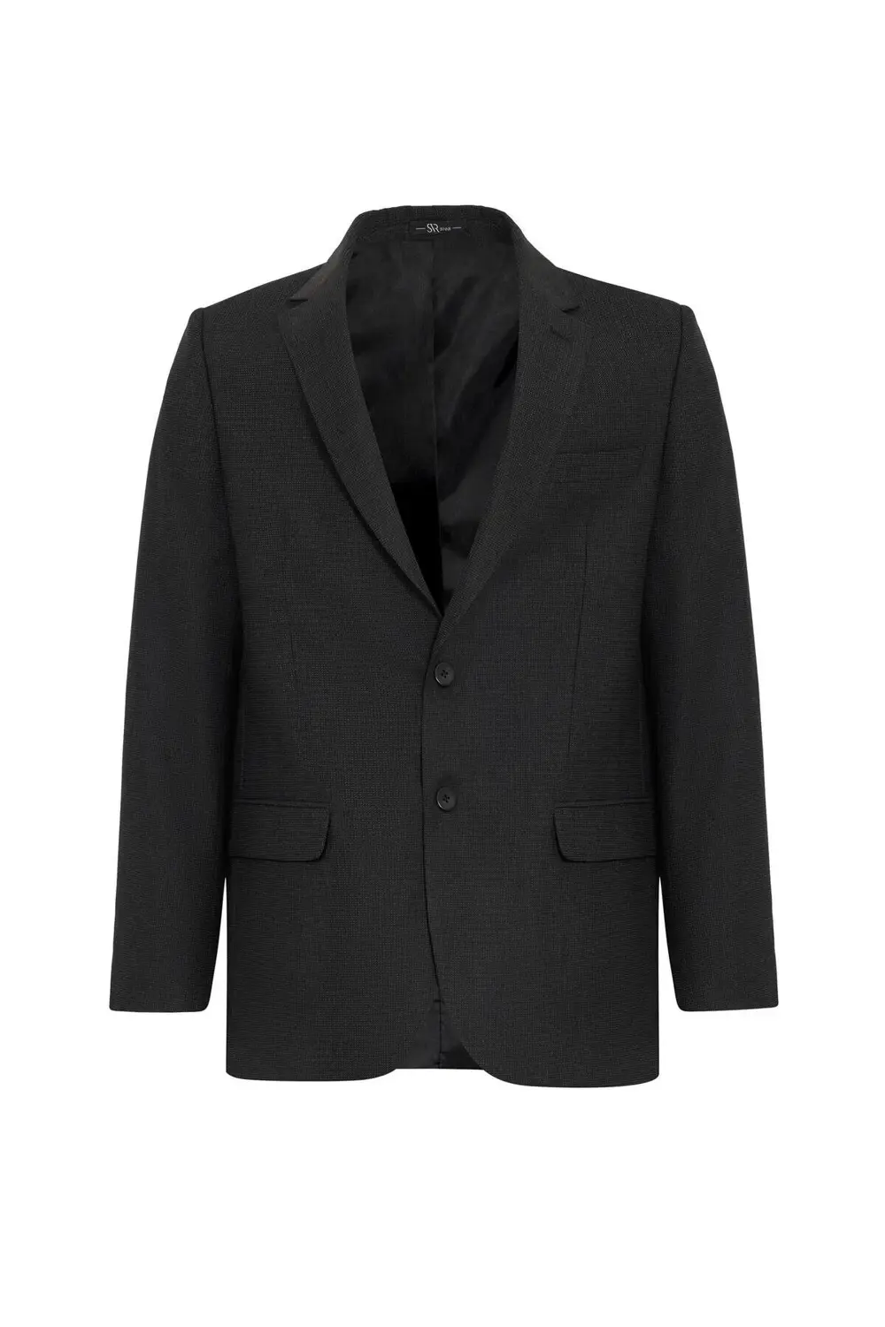 Siyah Regular Desenli Mono Yaka 4 Drop Takım Elbise