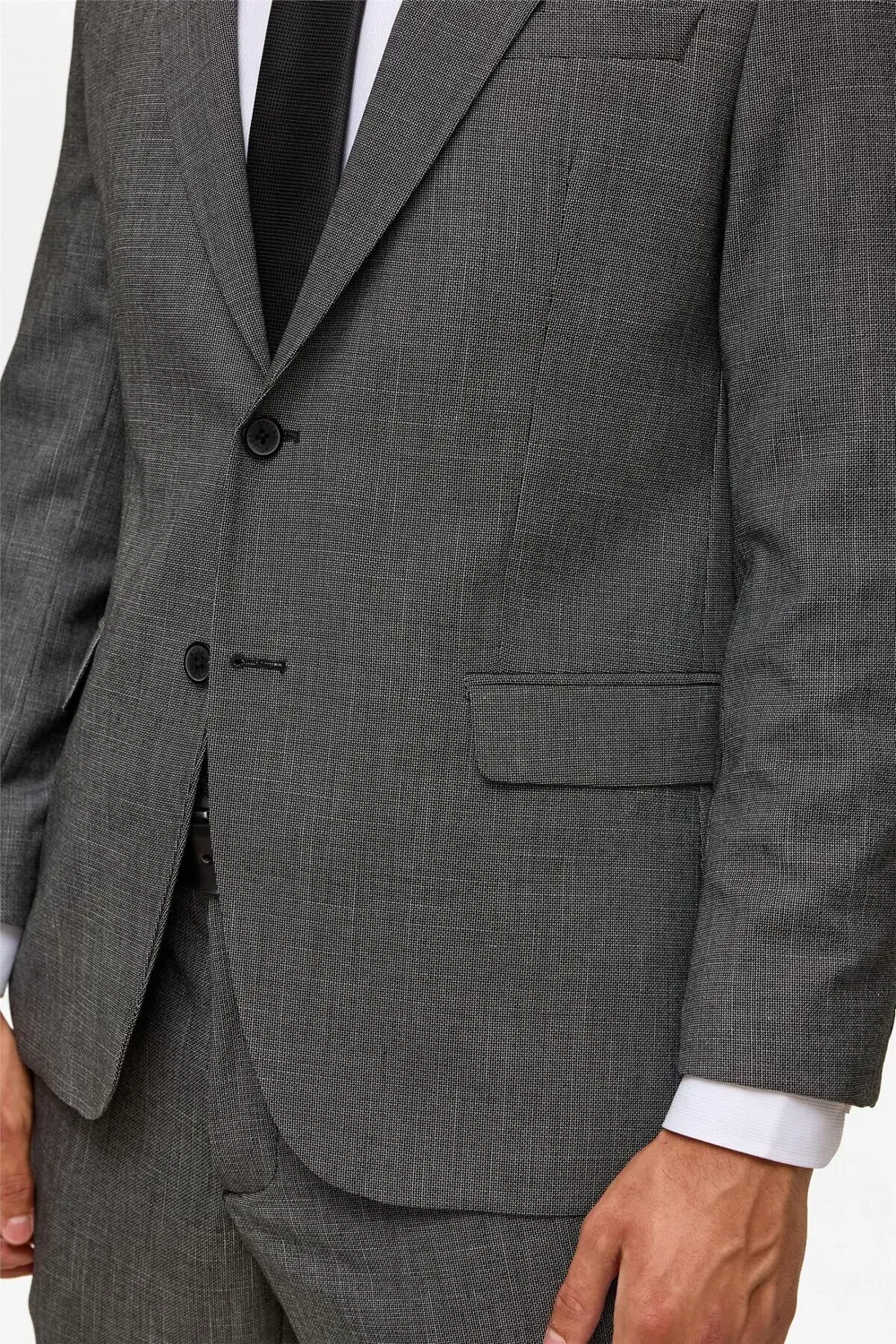 Siyah Regular Desenli Sivri Yaka 4 Drop Takım Elbise