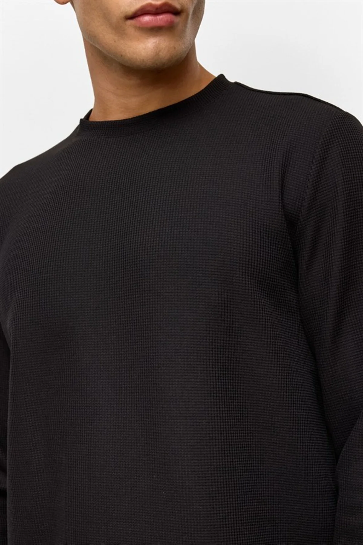 Siyah Regular Düz Bisiklet Yaka Sweatshirt Siyah Regular Düz Bisiklet Yaka Sweatshirt