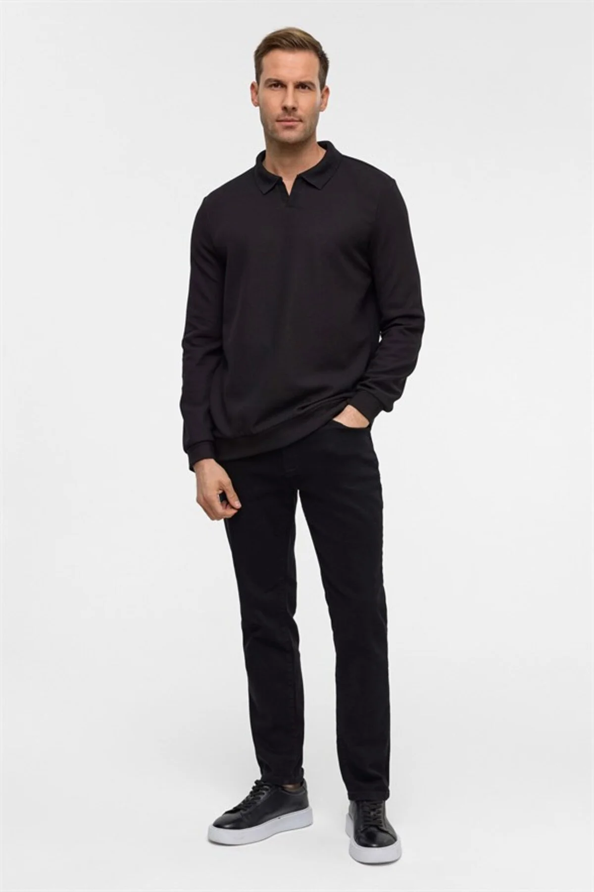 Siyah Regular Düz Fermuarlı Polo Yaka Sweatshirt Fiyatı, Yorumları ve Özellikleri