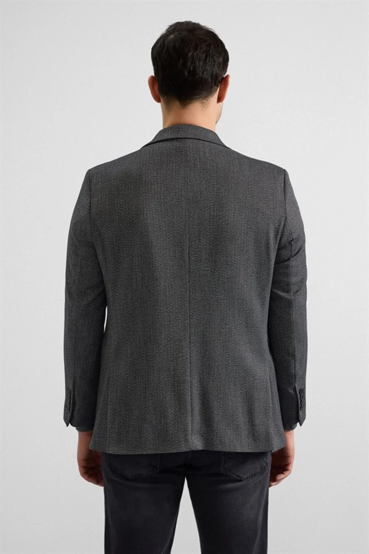 Siyah Regular Mono Yaka Torba Cep 4 Drop Klasik Ceket - Görsel 5