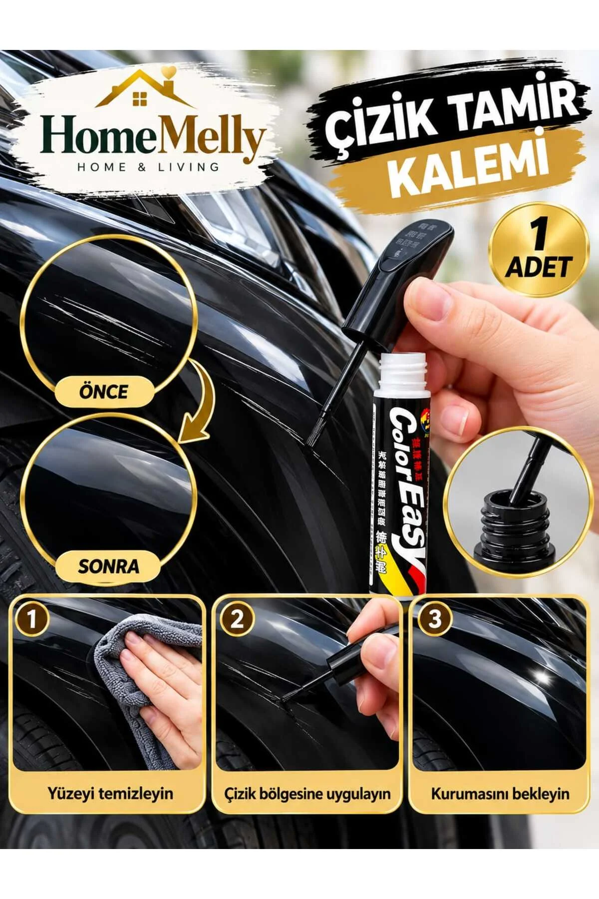 Siyah Renk Araç Çizik Giderici Rötuş Kalemi Siyah Renk Araç Çizik Giderici Rötuş Kalemi