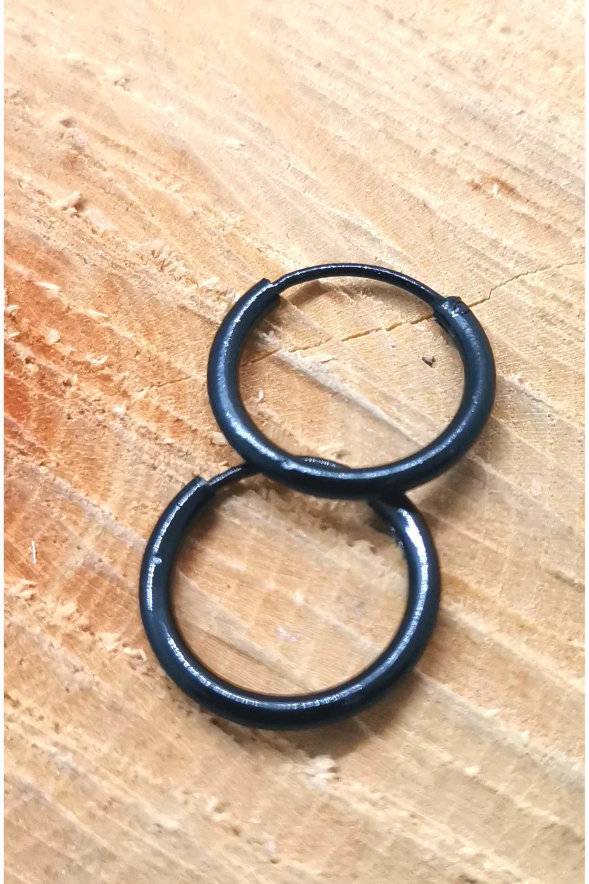 Siyah Renk Çelik Halka Küpe 1,2 cm Çap