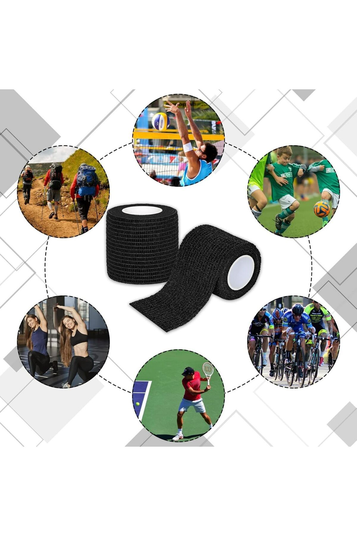 Aplussağlik Siyah Renk Coban Bandajı Elastik Kendinden Yapışkanlı Coban Banda