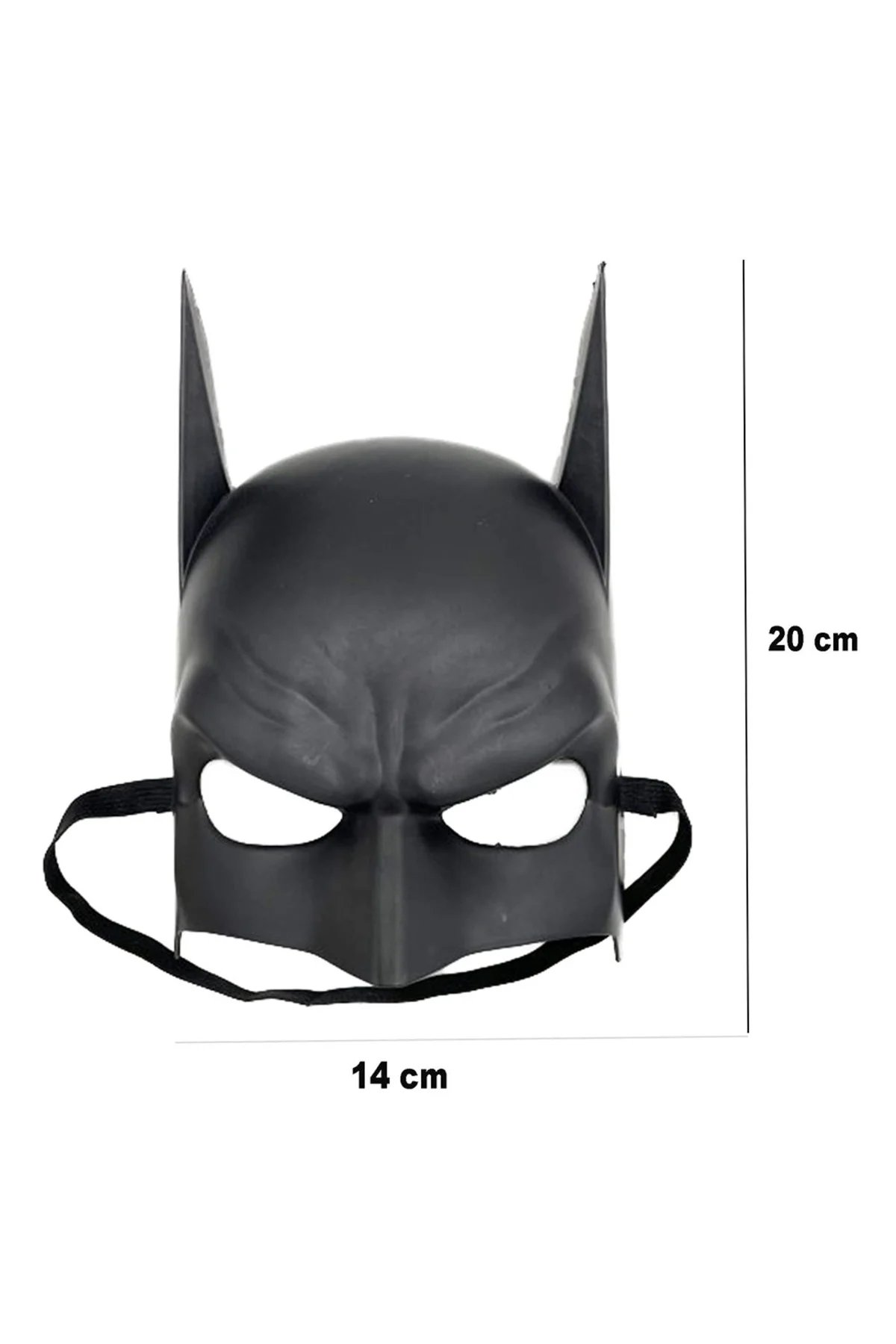 Siyah Renk Çocuk Boy Arkadan Lastikli Batman Maskesi A Kalite 20x14 cm