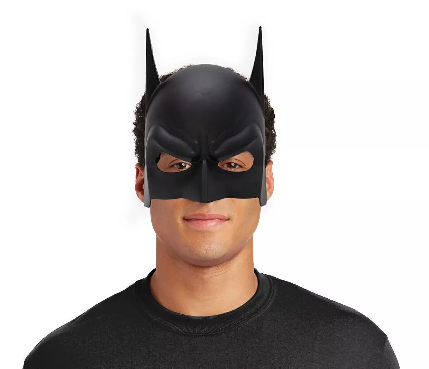 Siyah Renk Çuk Boy Arkadan Lastikli Batman Maskesi A Kalite  20x14 cm