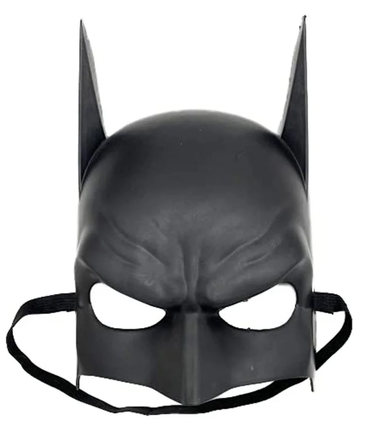Siyah Renk Çuk Boy Arkadan Lastikli Batman Maskesi A Kalite  20x14 cm