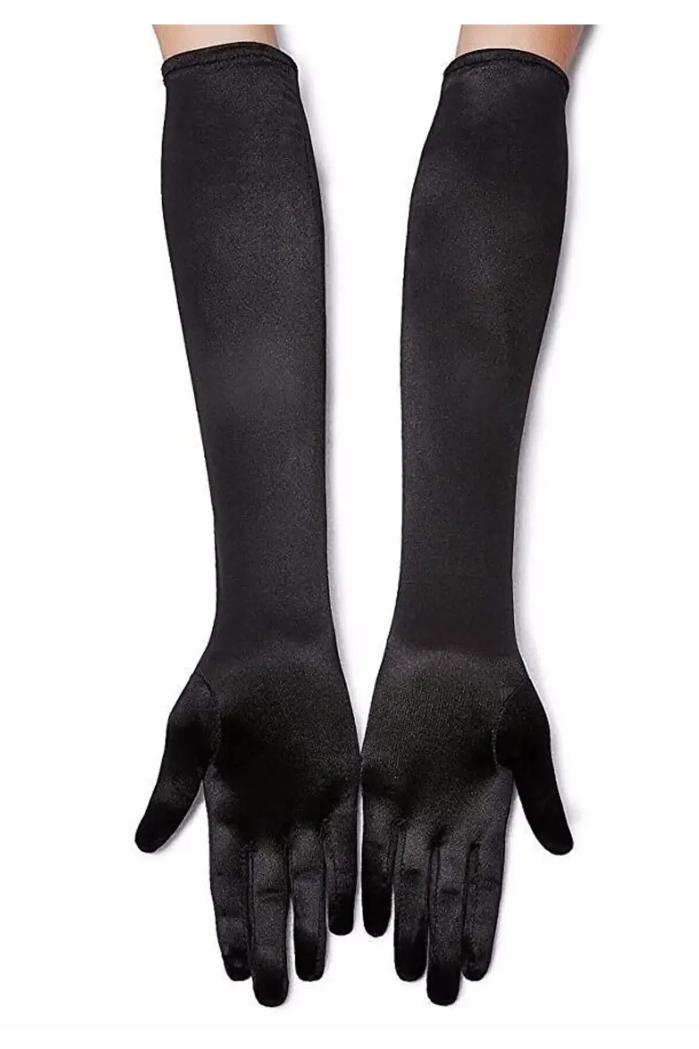 Siyah Renk Dirseğe Kadar Uzun Kumaş Eldiven GO50603689100