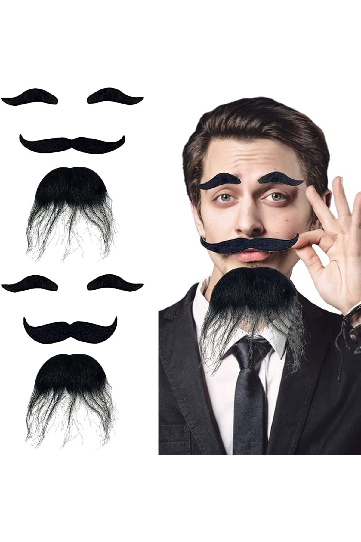 Ok Aksesuar Siyah Renk Kendinden Yapışkanlı Takma Sakal Bıyık Ve Kaş Seti Go5 Ok Aksesuar Siyah Renk Kendinden Yapışkanlı Takma Sakal Bıyık Ve Kaş Seti Go5