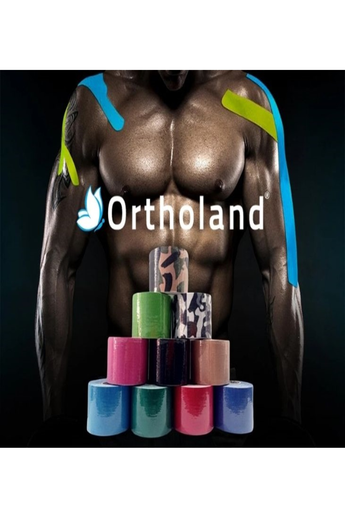 Ortholand Siyah Renk Kinesi Band,Sporcu Kas Ağrı Bandı,Kinezyo Tape