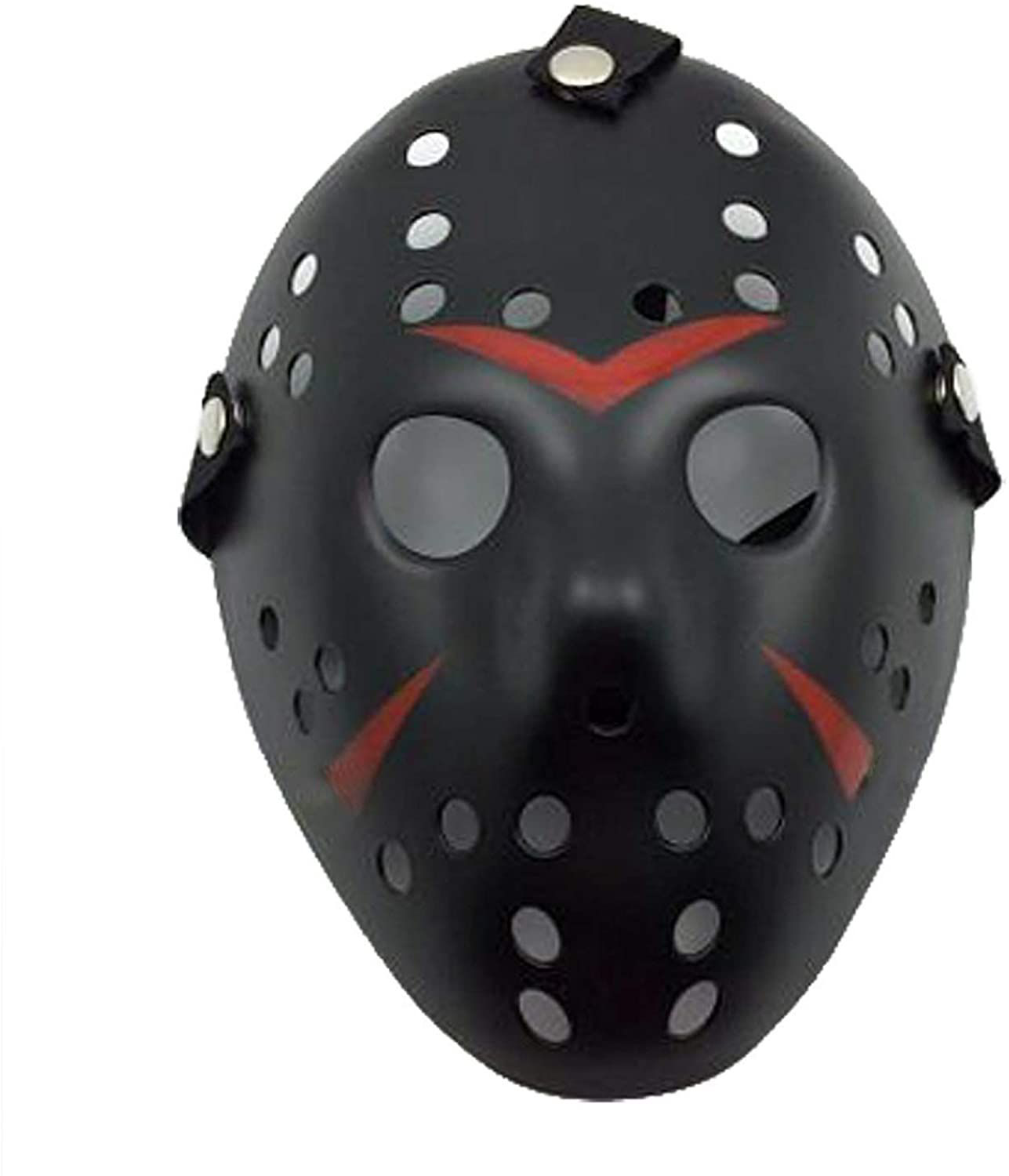 Siyah Renk Kırmızı Çizgili Tam Yüz Hokey Jason Maskesi Hannibal M