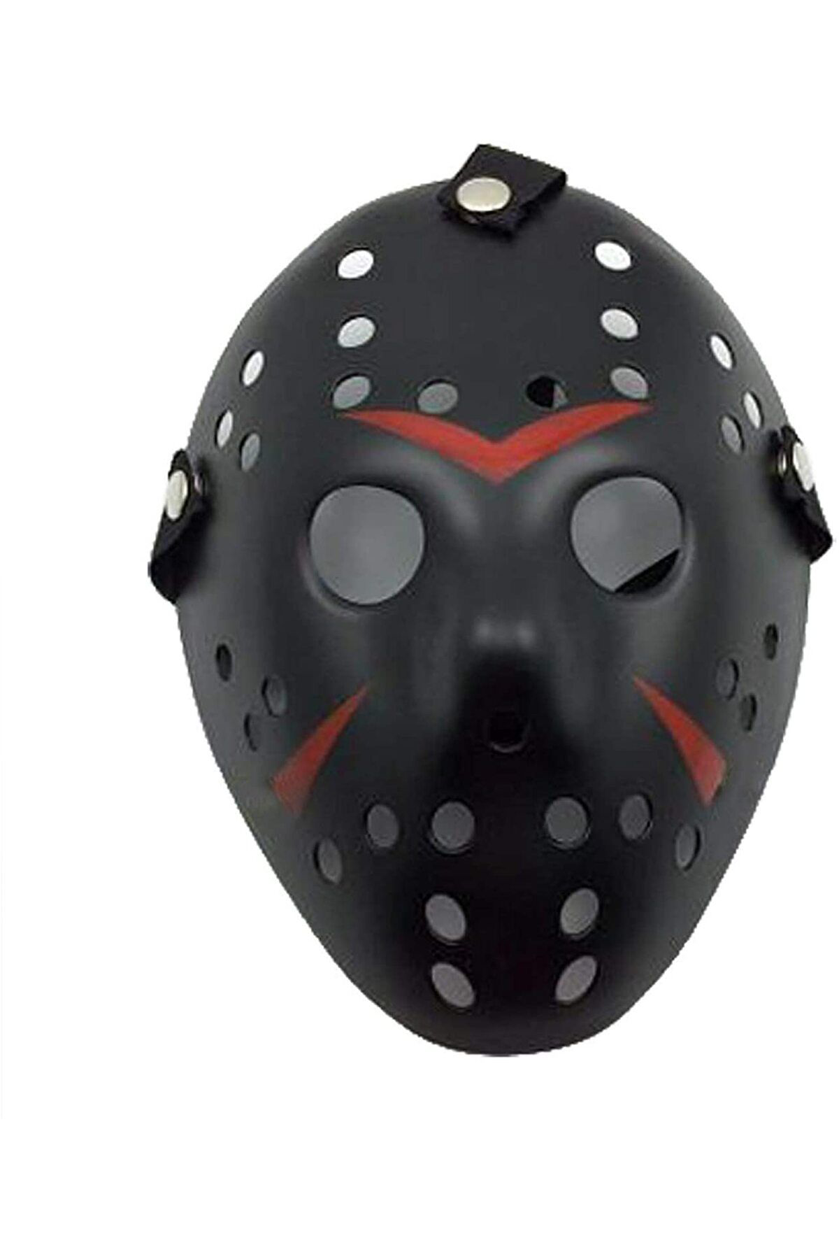 Ok Aksesuar Siyah Renk Kirmizi Çizgili Tam Yüz Hokey Jason Maskesi Hannibal M