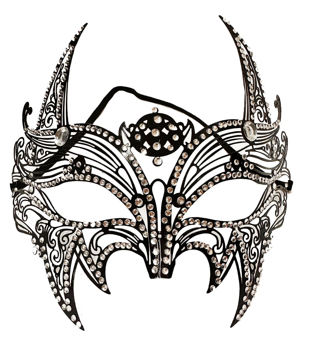 Siyah Renk Lazer Kesim Üzeri Kristal Taşlı Metal Lüks Maske Balo Siyah Renk Lazer Kesim Üzeri Kristal Taşlı Metal Lüks Maske Balo