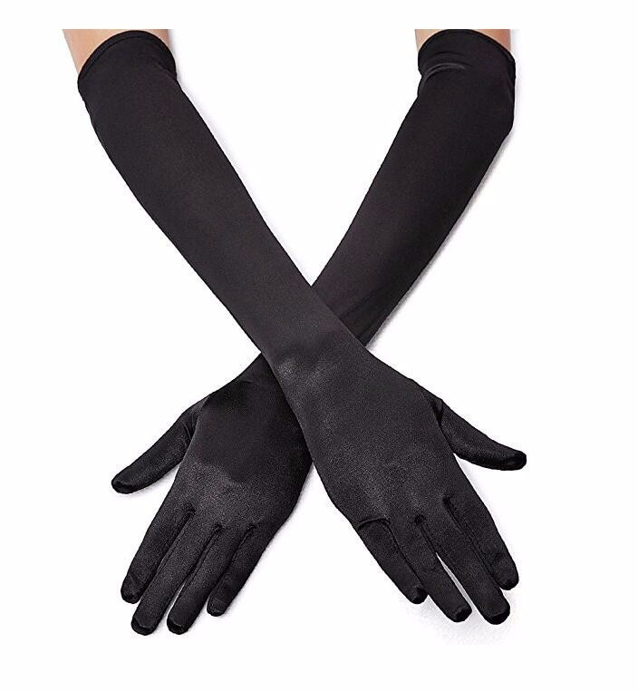 Siyah Renk Likralı Dirseğe Kadar Uzun Kumaş Eldiven 40 cm Siyah Renk Likralı Dirseğe Kadar Uzun Kumaş Eldiven 40 cm